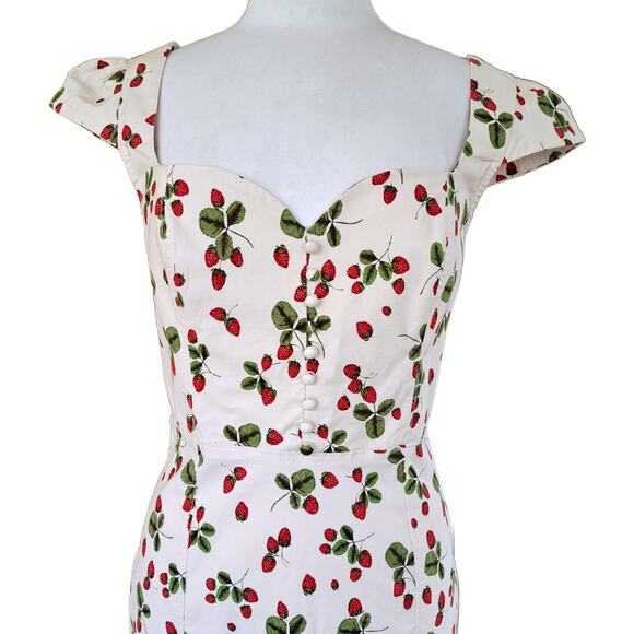 Anthropologie Cecily White Midi Dress with Strawberry Print - Picture 9 of 12